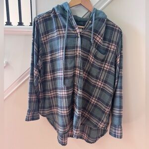 American Eagle Outfitters Plaid Button-Up Hoodie